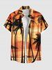 Coconut Tree Seascape Ombre Sky Print Plus Size Matching Hawaii Beach Outfit For Couples -  