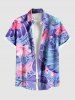 Tenue de plage hawaïenne assortie grande taille à imprimé feuilles tropicales et fleurs d'hibiscus pour couples - Pourpre  