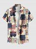 Matching Hawaii Shirt and Romper Plus Size Beach Outfit Patriotic American Flag Heart Letters Print For Couples -  
