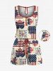 Matching Hawaii Shirt and Romper Plus Size Beach Outfit Patriotic American Flag Heart Letters Print For Couples -  