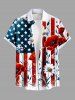 Matching Hawaii Shirt and Romper Plus Size Beach Outfit Patriotic American Flag Flower Print For Couples -  