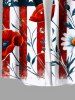 Matching Hawaii Shirt and Romper Plus Size Beach Outfit Patriotic American Flag Flower Print For Couples -  