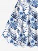 Plus Size Floral Tropical Leaves Print Hawaii A Line Tank Dress -  