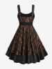 Robe trapèze grande taille à empiècements superposés en dentelle et fleurs roses avec ceinture amovible - café 4X | US 26-28