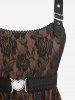 Robe trapèze grande taille à empiècements superposés en dentelle et fleurs roses avec ceinture amovible - café 4X | US 26-28