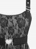 Robe trapèze grande taille à empiècements superposés en dentelle et fleurs roses avec ceinture amovible - Argent L | US 12