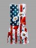 Combinaison grande taille à imprimé floral et drapeau américain patriotique hawaïen avec cordon de serrage et poches - Rouge S