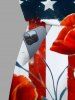 Combinaison grande taille à imprimé floral et drapeau américain patriotique hawaïen avec cordon de serrage et poches - Rouge S