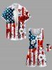 Combinaison grande taille à imprimé floral et drapeau américain patriotique hawaïen avec cordon de serrage et poches - Rouge S