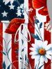 Combinaison grande taille à imprimé floral et drapeau américain patriotique hawaïen avec cordon de serrage et poches - Rouge 4X