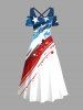 Plus Size Patriotic American Flag Painting Splatter Print Cold Shoulder Crisscross A Line Maxi Dress -  