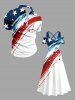 Plus Size Patriotic American Flag Painting Splatter Print Cold Shoulder Crisscross A Line Maxi Dress -  