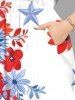 Robe mi-longue trapèze grande taille à imprimé floral et feuilles, motif drapeau américain patriotique, poches fendues, style hawaïen - Blanc 2X