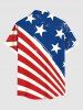 Chemise grande taille à imprimé drapeau américain patriotique et à rayures avec poches boutonnées pour homme - Rouge 3XL