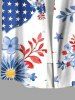 Chemise grande taille à imprimé floral et feuilles hawaïennes, motif patriotique, avec poches et boutons, pour homme - Blanc XL