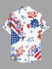 Chemise grande taille à imprimé floral et feuilles hawaïennes, motif patriotique, avec poches et boutons, pour homme - Blanc XL