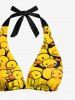 Ensemble bikini hawaïen noué dos nu à imprimé canard - Jaune M