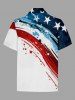 Polo grande taille à col rabattu et fermeture éclair, imprimé éclaboussures de peinture du drapeau américain patriotique, pour homme - Blanc 2XL