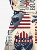 Plus Size Patriotic American Flag Heart Letters Print Hawaii Drawstring Pocket Romper -  