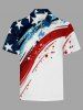 Polo grande taille à col rabattu et fermeture éclair, imprimé éclaboussures de peinture du drapeau américain patriotique, pour homme - Blanc 2XL