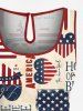 Plus Size Patriotic American Flag Heart Letters Print Hawaii Drawstring Pocket Romper -  