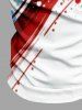 Polo grande taille à col rabattu et fermeture éclair, imprimé éclaboussures de peinture du drapeau américain patriotique, pour homme - Blanc 2XL