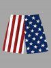 Plus Size Patriotic American Flag Print Beach Shorts For Men -  