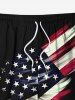 Plus Size Patriotic American Flag Print Beach Shorts For Men -  