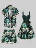Plus Size Geometric Colorblock Dinosaur Zig Zag Print Hawaii Drawstring Beach Shorts For Men -  