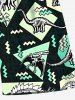 Plus Size Geometric Colorblock Dinosaur Zig Zag Print Hawaii Drawstring Beach Shorts For Men -  
