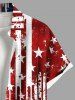 Chemise grande taille à imprimé drapeau américain patriotique, poulpe, gouttes de peinture, boutons et poches pour homme - Blanc 4XL