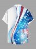 Plus Size Patriotic American Flag Light Beam 3D Print Buttons Pocket Shirt For Men -  