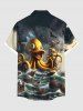 Plus Size Octopus Ship Sea Waves Cruise Print Buttons Pocket Hawaii Shirt For Men -  