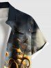 Chemise hawaïenne grande taille à boutons et poches, motif bateau poulpe, vagues, croisière, pour homme - Noir L