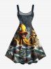 Plus Size Octopus Ship Sea Waves Cruise Print Hawaii Tank Dress -  