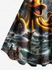 Plus Size Octopus Ship Sea Waves Cruise Print Hawaii Tank Dress -  