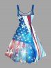 Plus Size Patriotic American Flag Light Beam 3D Print Tank Dress -  