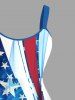 Plus Size Patriotic American Flag Light Beam 3D Print Tank Dress -  