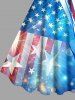 Plus Size Patriotic American Flag Light Beam 3D Print Tank Dress -  