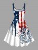 Plus Size Patriotic American Flag Octopus Paint Drops Print Tank Dress -  