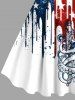Robe débardeur grande taille à imprimé drapeau américain patriotique et gouttes de peinture poulpe - Blanc 3X