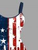 Plus Size Patriotic American Flag Octopus Paint Drops Print Tank Dress -  