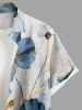 Plus Size Metallic Flowers Print Buttons Pocket Hawaii Shirt For Men -  