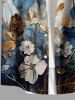 Plus Size Metallic Flowers Print Buttons Pocket Hawaii Shirt For Men -  