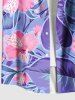 Plus Size Tropical Leaf Hibiscus Flower Print Buttons Pocket Hawaii Shirt For Men -  