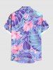 Chemise hawaïenne grande taille à imprimé feuilles tropicales et fleurs d'hibiscus, avec poches et boutons, pour homme - Violet clair 3XL