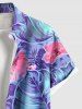 Chemise hawaïenne grande taille à imprimé feuilles tropicales et fleurs d'hibiscus, avec poches et boutons, pour homme - Violet clair 3XL