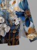 Plus Size Metallic Flowers Print Split Hawaii Midi Dress -  