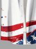 Plus Size Patriotic American Flag Paint Splatter Print Buttons Pocket Shirt For Men -  