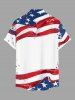Plus Size Patriotic American Flag Paint Splatter Print Buttons Pocket Shirt For Men -  